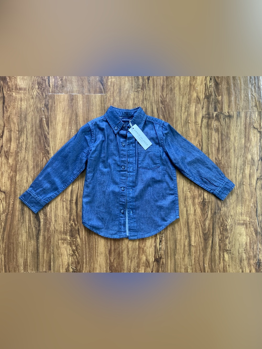 Janie and Jack Indigo Blue Denim Button-Down Shirt Toddler Boys Size 2T NWT Fall
